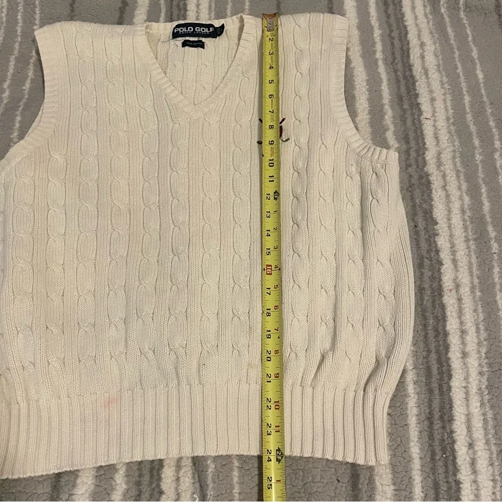 VINTAGE POLO GOLF men’s large white sweater vest - Picture 7 of 8